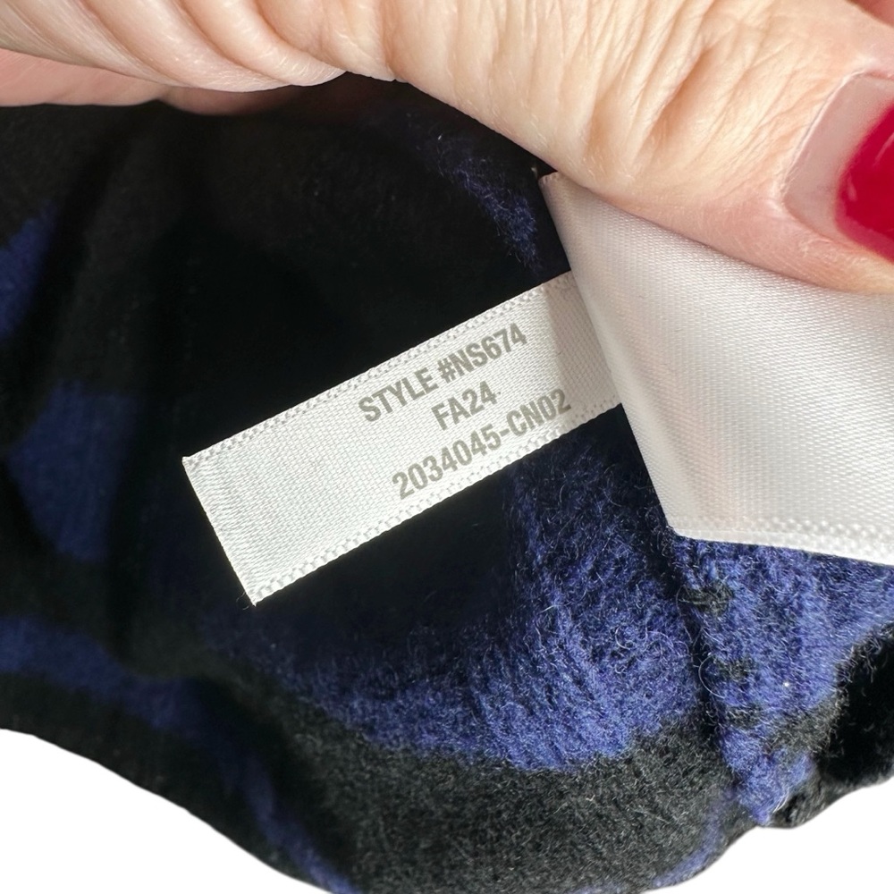 Madewell Ribbed Cashmere-Wool Pullover Sweater Cobalt Blue/Black Stripe Small - Picture 14 of 16
